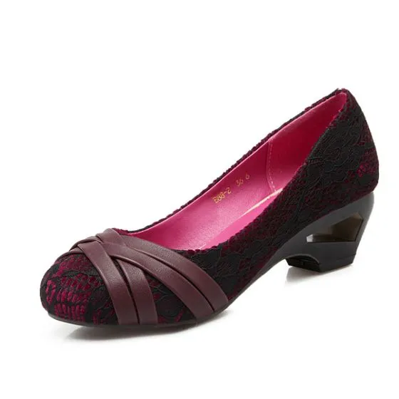burgundy court shoes low heel