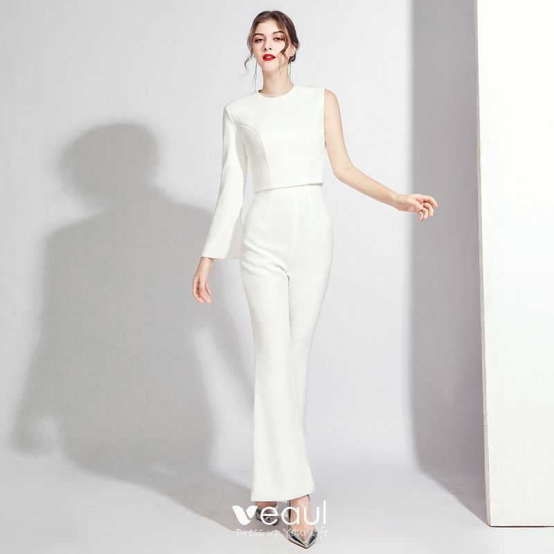 modest white jumpsuit