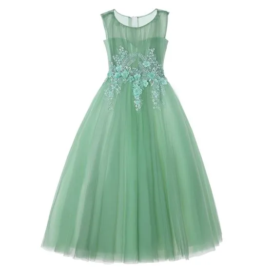 Elegant Sage Green Flower Girl Dresses 2017 Ball Gown Scoop Neck ...