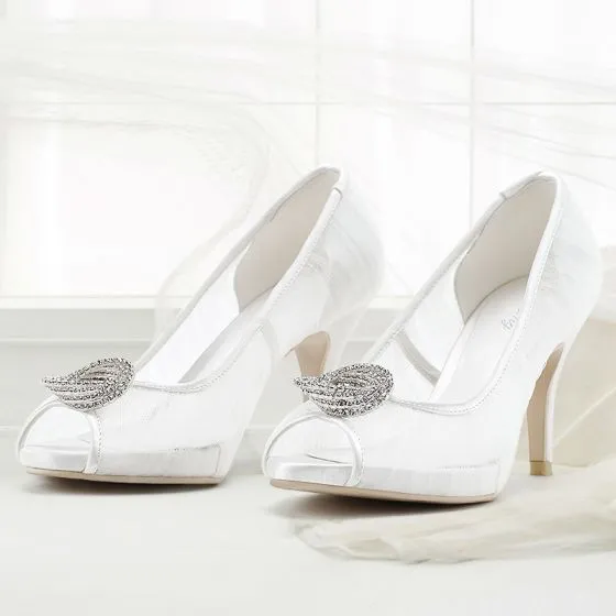 white open toe wedding shoes