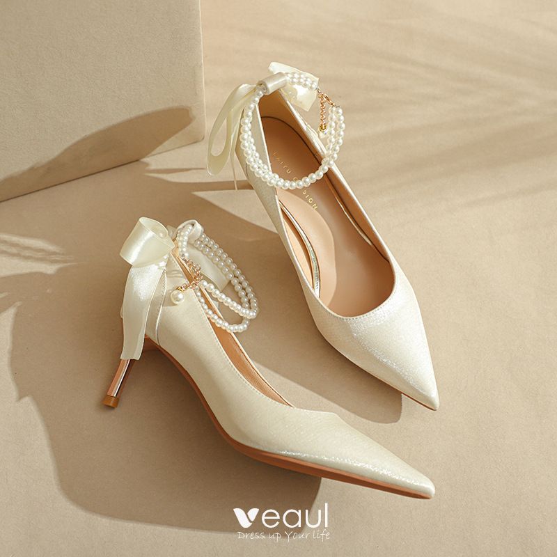 Ivory Satin Rhinestone T-Strap High Heels | Womens | 11 (Available in 10) | Lulus