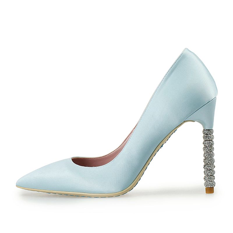 Elegant Sky Blue Prom Womens Shoes 2018 Leather 10 cm Rhinestone ...