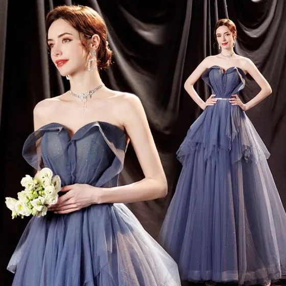 Chic / Beautiful Ocean Blue Prom Dresses 2021 A-Line / Princess ...