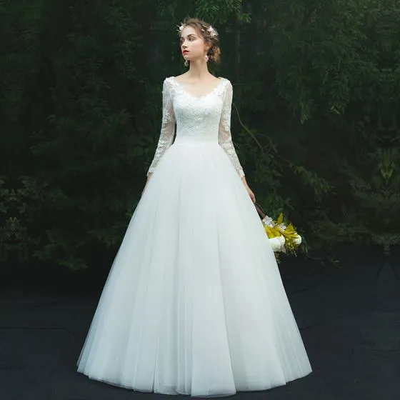 simple long sleeve wedding gown