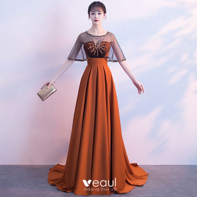 Classic Elegant Orange Evening Dresses ...