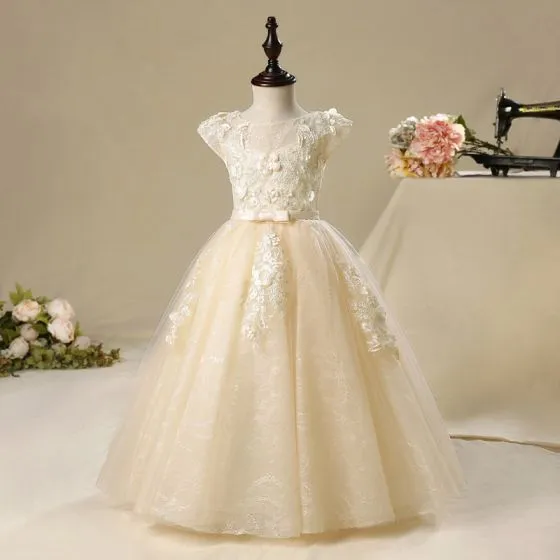 champagne floor length flower girl dresses