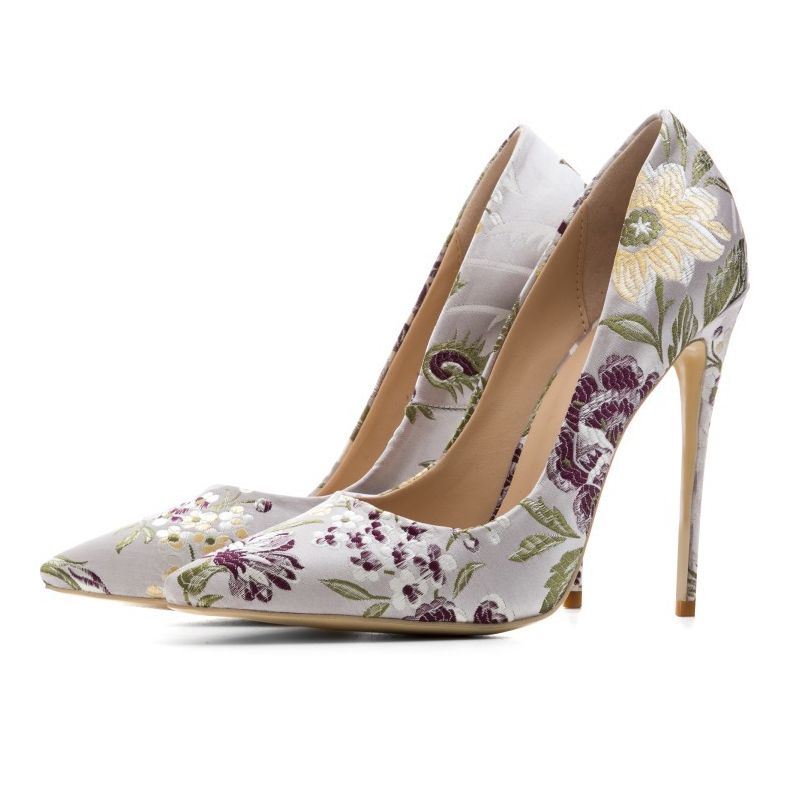 flower embroidered heels