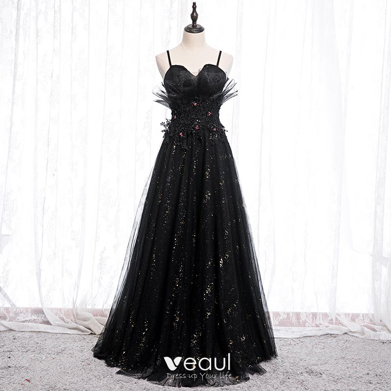 black evening gowns with rhinestones