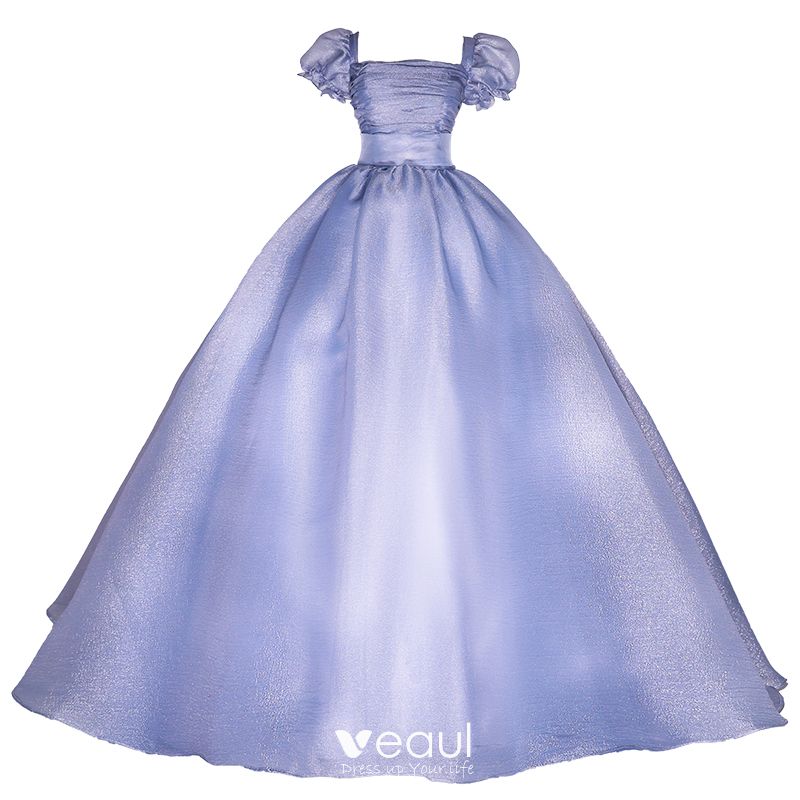 Elegant Ocean Blue Prom Dresses 2022 Ball Gown Square Neckline Puffy ...