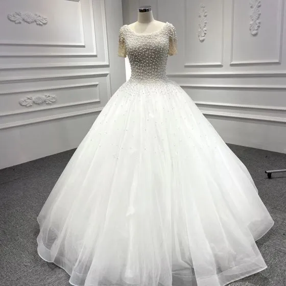Luxury / Gorgeous White Bridal Wedding Dresses 2020 Ball Gown Scoop ...