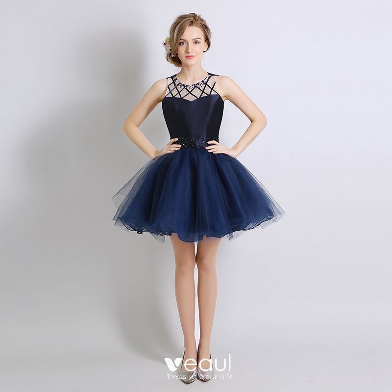 navy blue formal dresses short