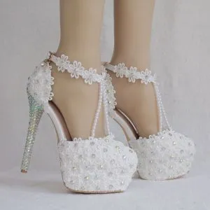 shoes with pearls and rhinestones