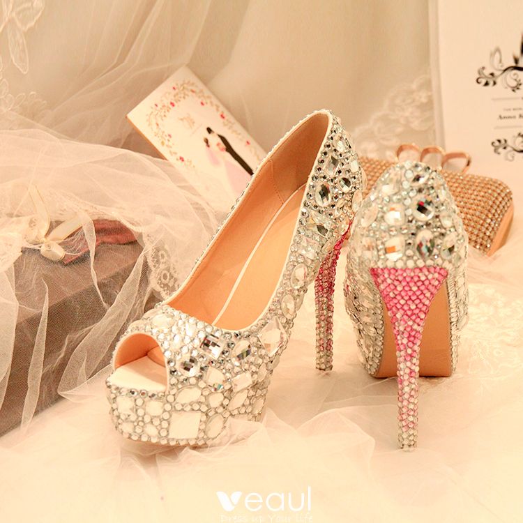 silver rhinestone heels for wedding