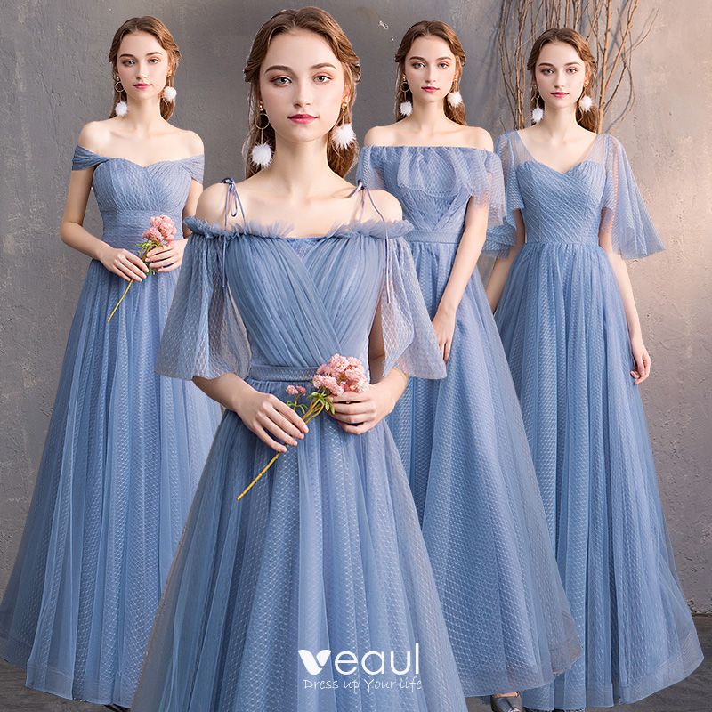 Affordable Sky Blue Bridesmaid Dresses 2019 ALine