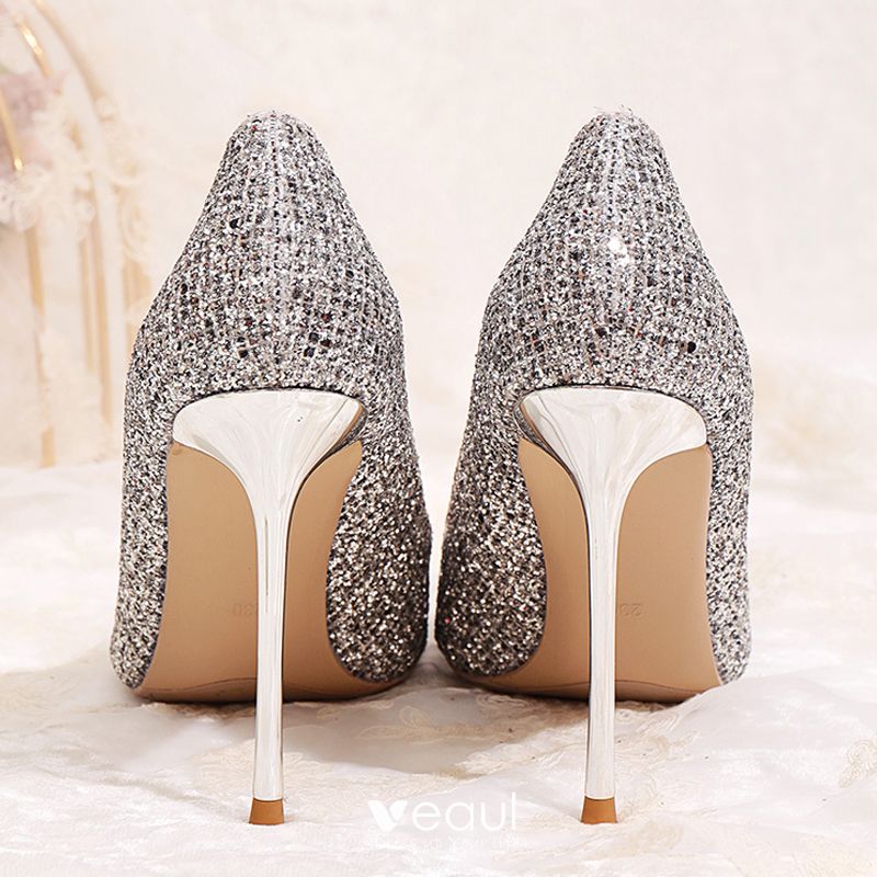 Sparkly Lovely Blushing Pink Sequins Wedding Shoes 2020 10 cm Stiletto ...