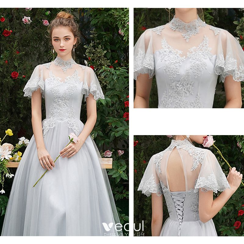 Affordable Grey See-through Bridesmaid Dresses 2019 A-Line / Princess ...