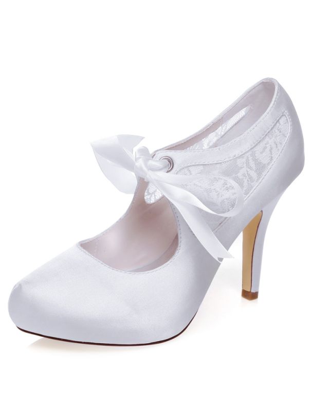 white wedding shoes with bow