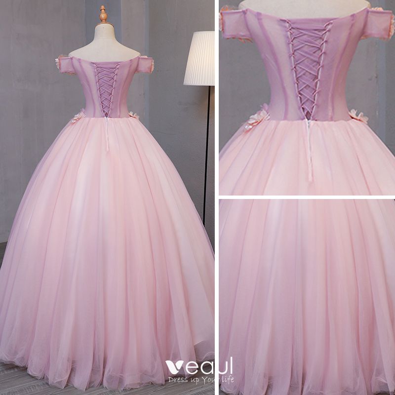 Lovely Blushing Pink Prom Dresses 2017 Ball Gown Off-The-Shoulder Short ...