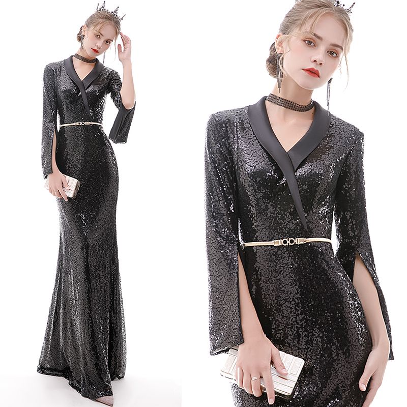 sparkly black dress with sleeves