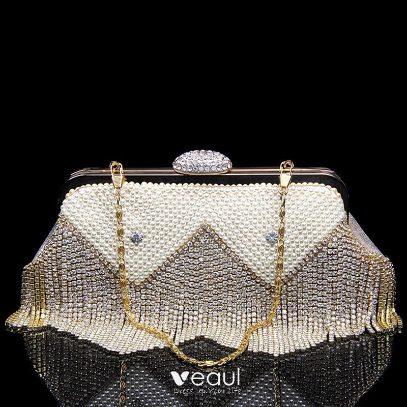 gold patent clutch bag