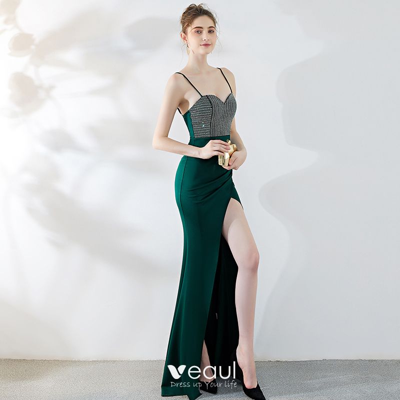 Chic / Beautiful Dark Green Evening Dresses 2019 Trumpet / Mermaid ...