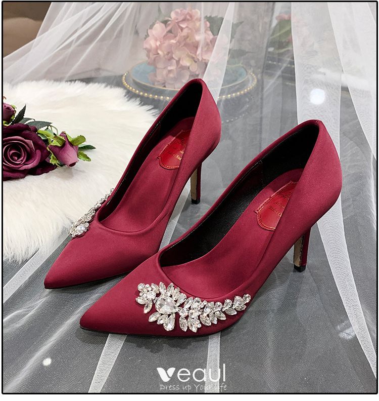 Women Dress Shoes Red Bottom High Heels Maroon Color Lady Shoes - China  Black High Heels and Ladies Shoes price | Made-in-China.com