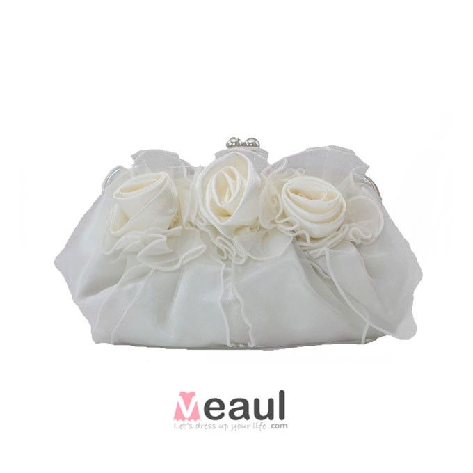Fashion Rose Flower Clutch Bag Sweet Bridesmaid Handbag Banquet Small Bag
