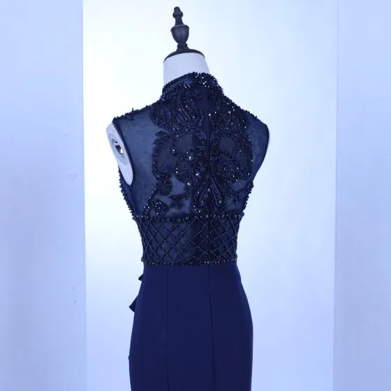 Vintage / Retro Royal Blue See-through Evening Dresses 2018 Trumpet ...