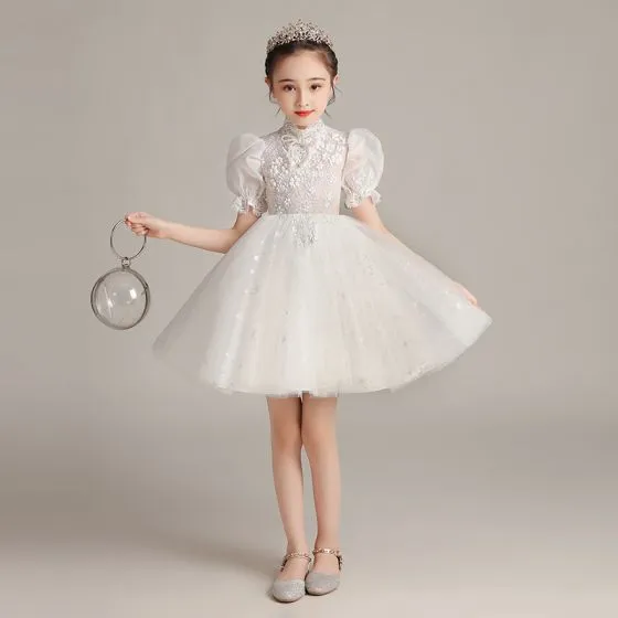 Victorian Style White Birthday Flower Girl Dresses 2020 Ball Gown High ...