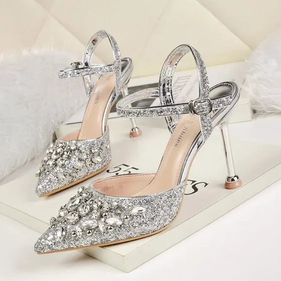 bling silver heels