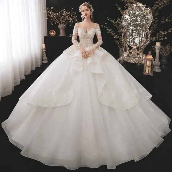 Luxury / Gorgeous Bridal Champagne Wedding Dresses 2020 Ball Gown See ...
