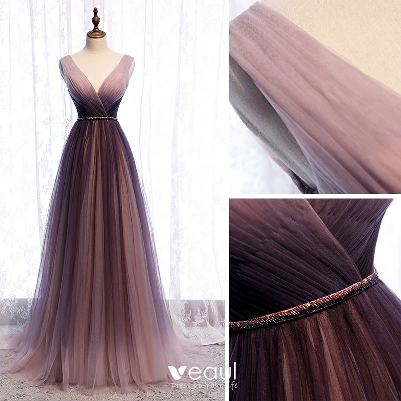 Chic / Beautiful Gradient-Color Purple Evening Dresses 2020 A-Line ...
