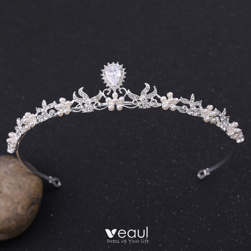 Lastig Clancy verband Elegant Silver Tiara Bridal Hair Accessories 2020 Alloy Zircon Pearl  Wedding Accessories