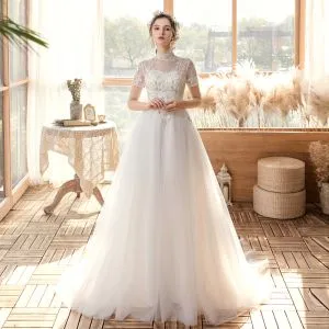 Affordable Outdoor / Garden White Wedding Dresses 2020 A-Line ...