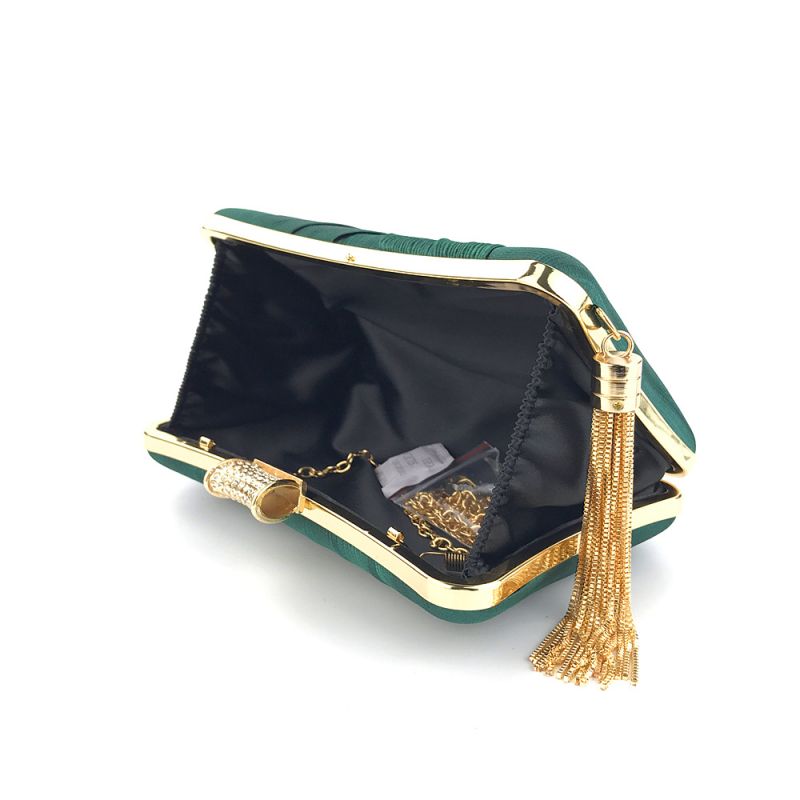 Modest / Simple Dark Green Ruffle Square Clutch Bags 2020