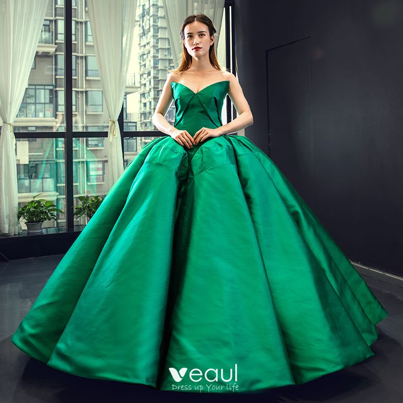satin green gown