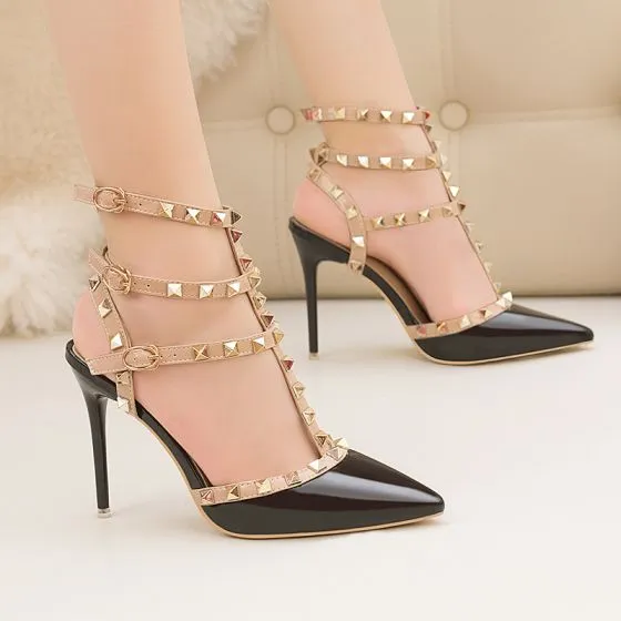 Fashion Red Rivet Evening Party Womens Sandals 2020 T-Strap 10 cm ...