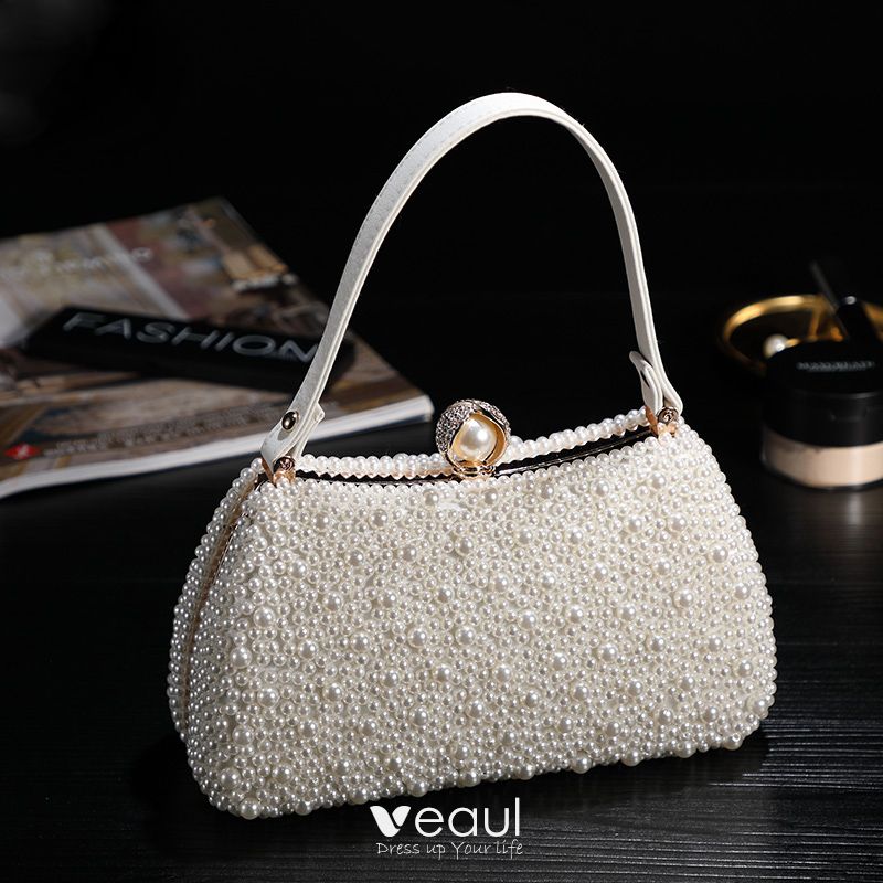 Chic / Beautiful Ivory Beading Pearl Clutch Bags 2019 Wedding