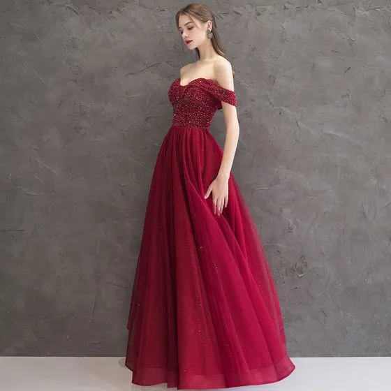 formal elegant burgundy dress