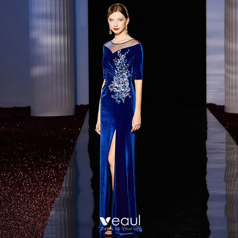 royal blue velour dress
