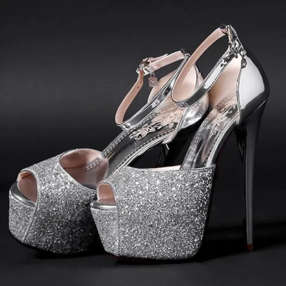 2019 JJLIKER Womens Glitter Open Toe Pumps Sandals Cutout Slip-On Stilettos Heel Fashion Summer Dress Shoes 