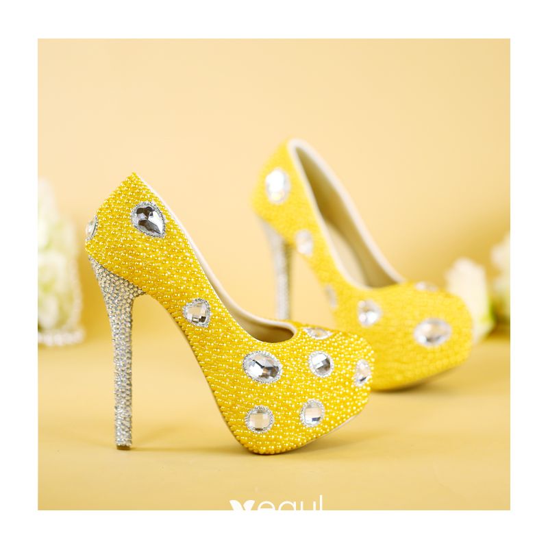 gold and pearl heels