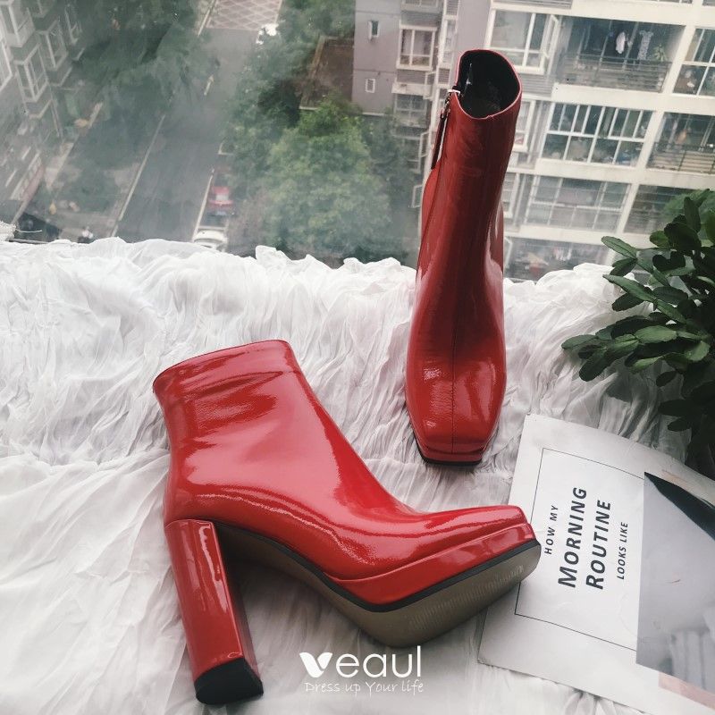 red casual boots