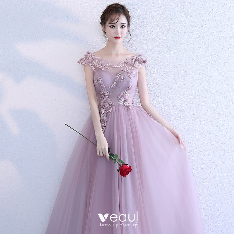 Chic / Beautiful Blushing Pink Prom Dresses 2018 A-Line / Princess ...