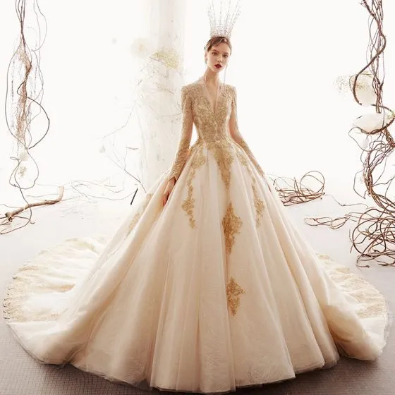 Deep V Neck Long Sleeve Lace A Line Wedding Dress Kleinfeld Bridal