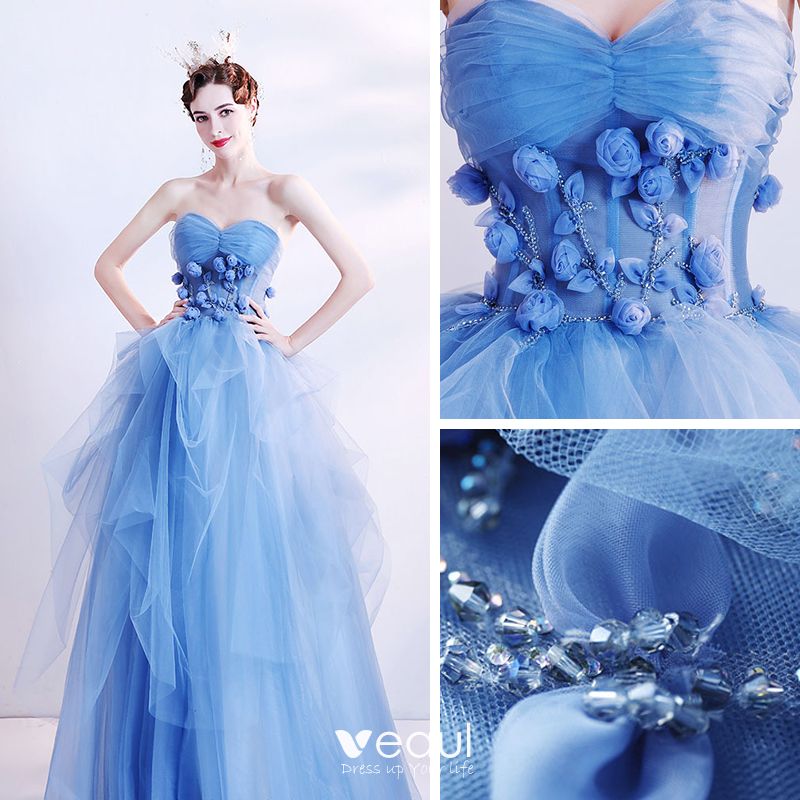 ocean blue ball gown