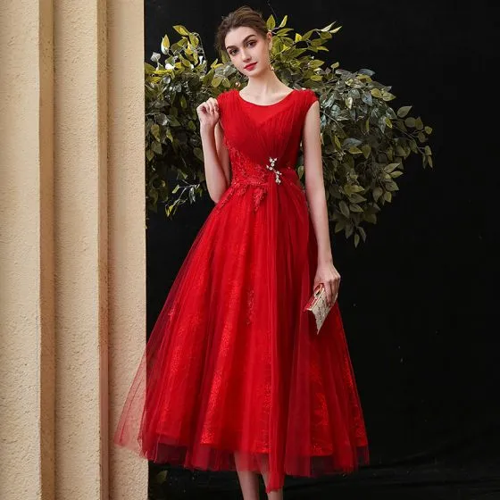 Chic / Beautiful Red Homecoming Graduation Dresses 2020 A-Line ...