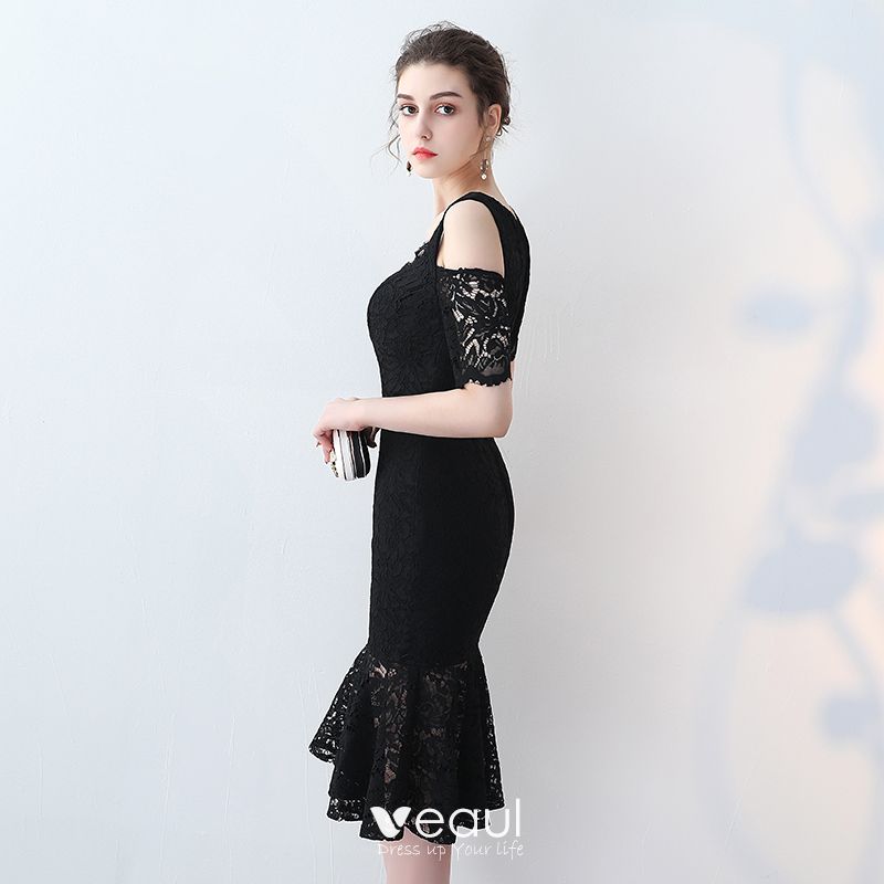 Chic / Beautiful Party Dresses 2017 Black Trumpet / Mermaid Knee-Length ...