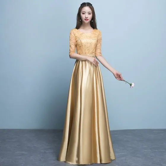 Chic / Beautiful Jade Green Bridesmaid Dresses 2018 A-Line / Princess ...