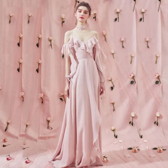 pink chiffon long sleeve dress